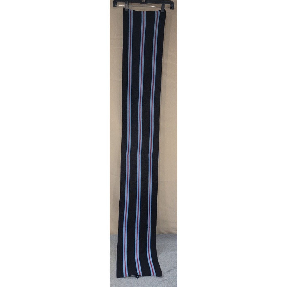 Gap Reversible Knit Scarf Blue Grey Black Striped 348238 Cotton Blend Mens Women - Picture 7 of 9